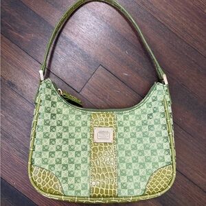 Y2K Liz Claiborne Lime Green and Croc Embossed Baguette Bag